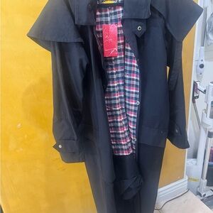 Stance Black Trench Coat with Plaid Lining